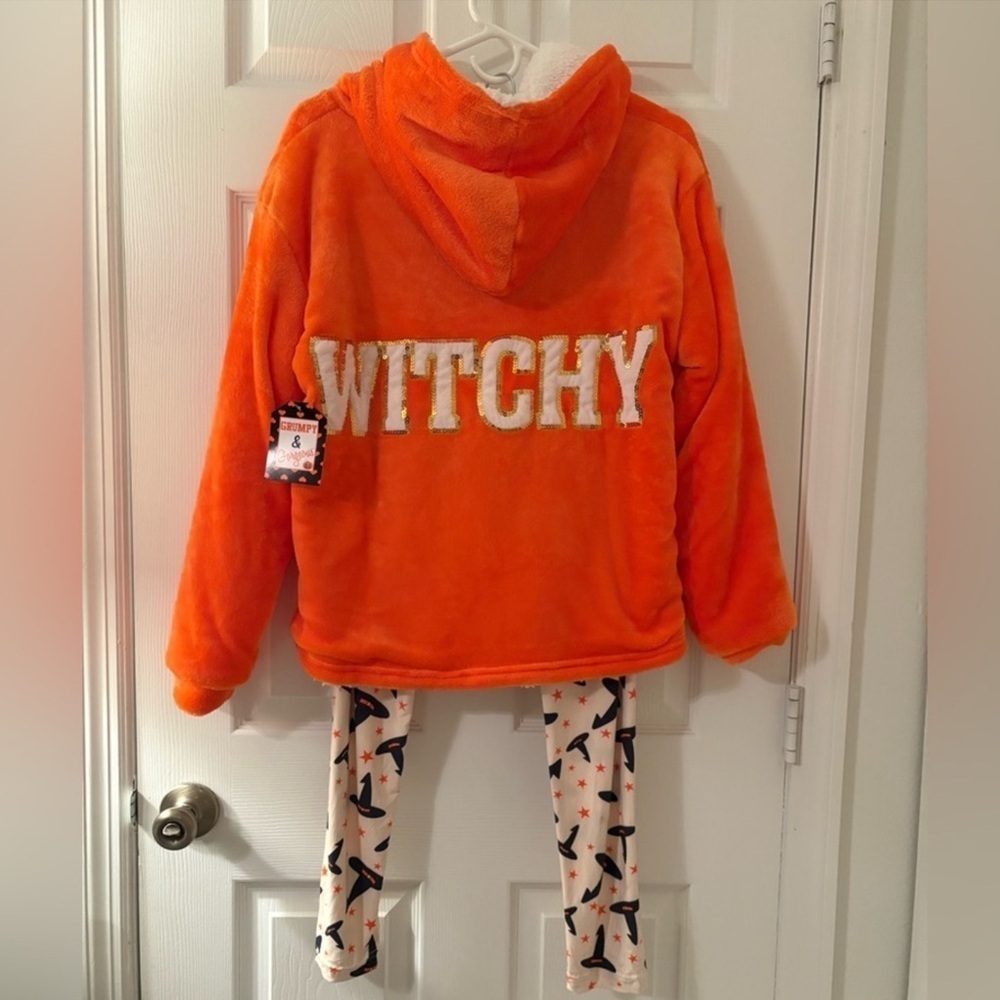 Grumpy & Gorgeous Halloween Witchy Sequin Hoodie Leggings Set M NWT